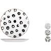 H&H-Avana, set 6 piatti frutta, in porcellana, decorata, stile etnico, piatti black&white, 21 cm, lavabili in lavastoviglie