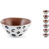H&H-Avana, set 6 ciotole, in pocellana, decorata, stile etnico, black&white, decori assortiti, 16 cm, lavabili in lavastoviglie