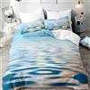 Morbuy 3D Set di Biancheria da Letto di Oceano Stampa, Mare Set Copripiumino Matrimoniale Singolo King in Microfibra con Federa e Copripiumini a Cerniera (Ondulazione del Mare,180x220cm)