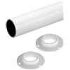 Gedotec Asta appendiabiti a parete rotonda | 1 set di aste appendiabiti con 2 supporti per tubi di armadio bianco opaco | Polle | tubo per mobili in acciaio 600 mm lunghezza Ø 25 mm - 60 kg | asta