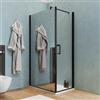 DEGHI Box doccia 100X80 cm lato fisso specchiato con battente e profilo nero 200h - Artego Duo