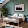 DEGHI Letto matrimoniale 160x190 cm con struttura in metallo beige e doghe - Boogie