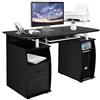 GYMAX Scrivania per Computer, 120 x 55 x 85 cm, Tavolo Porta PC, Cassetti, Vassoio per Tastiera, Ripiano per Stampante, Scrittoio per Studio Ufficio Lavoro (Nero)