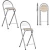 ZZINOKE Set di 2 Sgabello Bar Pieghevole, Nessun Montaggio Richiesto,Sgabello Pieghevole Portatile per Cucina,Bistrot,all'Aperto, Altezza seduta 61 cm (Venatura del Legno e Argento)
