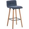 CLP Sgabello Bar Lincoln in Stoffa Trapuntata E Telaio in Legno di Faggio I Sgabello Alto da Cucina Seduta 75 CM, Colore:Blu