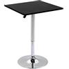 HOMCOM Tavolo Quadrato Regolabile in Altezza, Metallo e MDF, Tavolino da Bar, Cucina, Soggiorno, Nero, 60x60x82-103cm