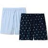 Amazon Essentials Pantaloncini del Pigiama da Casa in Popeline di Cotone Elasticizzato Uomo, Confezione de 2, Indaco/Lupi, S