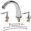 Hapivida Rubinetto Lavabo Bagno a 3 Fori, Miscelatore per lavabo a Doppia Maniglia Vintage, Rubinetto per Bagno in Rame Pieno Rubinetti per Acqua Calda e Fredda(d'Argento)