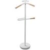 VERSA Cham Servo Muto Moderno e Multifunzionale, Appendiabiti Indossatore per Camera da Letto e Spogliatoio, Misure (A x L x l) 108 x 44 x 25 cm, Metallo, Colore Bianco e Legno