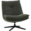 KONTE.DESIGN Poltrona girevole BRIKELL in tessuto verde scuro e base in metallo nero