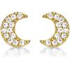Diamond Treats Piccoli Orecchini Oro Donna a Forma di Luna in Argento 925, Orecchini Dorati Mezzaluna per Donne, Ragazze e Bambine, Eleganti Orecchini Donna Oro con Pietre Zirconi