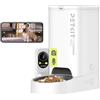 PETKIT Distributore Automatico Cibo per Gatti e Cani con Telecamera HD 1080P, WiFi 2.4G, 3L, Fino a 5 Pasti al Giorno, Ciotola in Acciaio Inossidabile