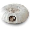 Wuudi Letto a tunnel per gatti in peluche, tunnel per gatti di grandi dimensioni, tunnel per gatti con cuccia per gatti indoor, cuccia per gatti in peluche, letto con posto letto, tubo pieghevole e