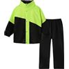 Volunboy Tuta Impermeabile Ragazze Ragazzi, Leggero Antipioggia Giacca & Pantaloni con Cappuccio Pioggia Completo(13-14 anni,Nero Bianco,4XL)