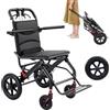 Generico Sedia a Rotelle Pieghevole Super-leggera Generico da Transito in Alluminio con Freno 10.5kg Seduta 40cm Carrozzina per Anziani e Disabili con Braccioli Ribaltabili