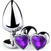 Lsexyier 3 Pezzi Anal Butt Plug Metallo,con Lusso Cuore Forma diamante di cristallo，Giocattoli di diverse dimensioni,Anal Sesso Giocattoli per principianti di entrambi i sessi(blu)