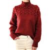 Aosong Maglione Lavorato A Maglia A Collo Alto da Donna, con Collo Alto E Maniche Lunghe, con Dettaglio A Trecce Moda Donna, Rosso,L