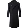 Generic Cappotto lungo classico da uomo, doppiopetto, in misto lana, invernale, slim fit, elegante, caldo capispalla, ideale per affari e occasioni speciali, Nero , XXL
