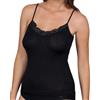 dolcecasabiancheria Maglia Canotta Intima Donna Spallina Stretta bretellina con Ricamo Lana Seta Emmebivi 5-L Nero