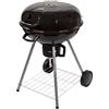 AKTIVE Barbecue a carbonella portatile con coperchio, Ø57x86cm, Rotondo, Metallo, Sistema di ventilazione, Cassetto per la cenere, Controllo della temperatura, 2 ruote, Trasporto facile