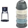 BÉABA, Bib Expresso & Boite Doseuse 4 compartiments, Scaldabiberon, Erogatore d'acqua con temperatura esatta, Bain Marie, Blu