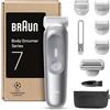 Braun Rasoio Elettrico Corpo Uomo Series 7, +8 Strumenti Cura Corpo, Luce Smartlight & SkinGuard, 100 Min Utilizzo, Testine SmoothShave & SensitiveTrim, Impermeabile, Rasoio Intimo Uomo, Grigio