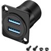XMSJSIY Adattatore di montaggio del pannello USB 3.0 tipo D Montaggio doppio pannello USB tipo A Presa 2 porte USB A adattatore pannello per il trasferimento dei dati e la ricarica (tipo D)
