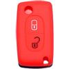 SALPIE COVER CHIAVE PORTACHIAVI GUSCIO compatibile con CITROEN C2 C3 C4 C5 PICASSO 2 TASTI PEUGEOT 107 206 207 307 308 406 407 TELECOMANDO (Red, COVER SILICONE)