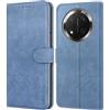 Leacckl Cover per Honor Magic 7 Lite, Custodia a portafoglio in Pelle PU Premium [Magnetica a Scatto] [Funzione Stand], Blu