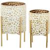 DRW Set di 2 vasi con gambe in metallo bianco e oro 36 x 36 x 59 cm