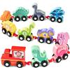 Wisplye Treno Giochi Legno Bambino 1 2 Anno, Giochi Montessori Trenino di Numero 1-10, Blocco Prescolare Gioco Dinosauro Educativi per Ragazzi Ragazze Compleanno Natale Regalo