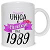 thedifferent Tazza Colazione Latte thè Mug Relax con grafica - Unica e favolosa dal 1989 anno di nascita - idea regalo Compleanno Natale Mamma Amica Sorella Nonna Zia