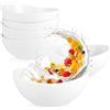 com-four® 6x ciotole in ceramica 500ml - ciotole per cereali - ciotole per dessert - ciotole per insalata - ideali per colazione, spuntini e dessert - design elegante (6 pezzi - bianco - curvo)