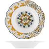 H&H-Set di 6 Piatti Fondi - Faenza - in New Bone China Decorato - Piatti Eleganti da 21 cm, Lavabili in Lavastoviglie e Microonde - Perfetti per Zuppe e Primi Piatti