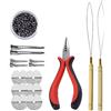 YANTAISIYU Kit di extension per capelli: 500 pezzi 3.0mm nano anelli in silicone, 3 fori pinze per capelli, ago extension (marrone scuro)