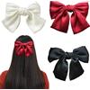 LECTNORE Fiocco per capelli, 3 pezzi Fiocchi per capelli da donna Fiocchi per capelli neri Fermagli per capelli in morbido raso Fiocchi per capelli setosi per donne e ragazze (nero + bianco + bordeaux)