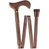 OSSENBERG bastone pieghevole bronzo - metallo leggero con manico derby in legno - regolabile in altezza - bastone da passeggio telescopico, piegato 30 cm - alta portata per camminare