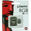 Kingston SDC10G2/8GB Scheda MicroSD da 8 GB, Classe 10, UHS-I, 45 MB/s, con Adattatore SD, Nero