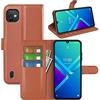 Fertuo Cover per Wiko Y82, Custodia Portafoglio Cover a Libro in Pelle Flip Case con Silicone Bumper, Fibbia Magnetica, Porta Carte, Kickstand, per Wiko Y82, Marrone