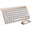 SUAVER Tastiere e Mouse Wireless,SUAVER Tastiere ultra slim compatte Set tastiera e Mouse senza fili 2.4G,Ottico Mouse(DPI 800/1200/1600) per PC Laptop Windows Mac (Oro)