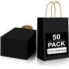 Gucass 50 Pezzi Nera Sacchetti Carta con Manici, Medi Borse Carta Kraft Sacchetti da Regalo Carta, 21x11x27cm, Shopper in Kraft Carta Borsa Regalo, per Feste Compleanno Natale Matrimoni Shopping