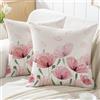 Jayusaror Federe Cuscini Divano 40 x 40 Primaverili per Esterni Rosa Fiori Foglie Pianta da Esterno Estate Decorativi Quadrate Moderno Fodera Cuscino Lavabile Copricuscini, 2 Pezzi