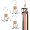 GmeDhc 3 Pezzi Armadio Portacinture, Appendino per Cinture con 6 Ganci, Appendino per Cinture in Legno Metallico, Ortacinture, per Cravatte, Sciarpe, Cappelli