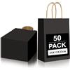 Gucass 50 Pezzi Grandi Sacchetti Carta con Manici, Nero Borse Carta Kraft Sacchetti da Regalo Carta, 26x12x33cm, Shopper in Kraft Carta Borsa Regalo, per Feste Compleanno Natale Matrimoni Shopping