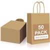 Gucass 50 Pezzi Grandi Sacchetti Carta con Manici, Marrone Borse Carta Kraft Sacchetti da Regalo Carta, 26x12x33cm, Shopper in Kraft Carta Borsa Regalo, per Feste Compleanno Natale Matrimoni Shopping