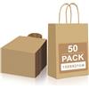 Gucass 50 Pezzi Piccolo Sacchetti Carta con Manici, Marrone Borse Carta Kraft Sacchetti da Regalo, 15x8x21cm, Shopper in Kraft Carta Borsa Regalo, per Feste Compleanno Natale Matrimoni Shopping