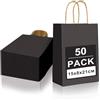 Gucass 50 Pezzi Piccolo Sacchetti Carta con Manici, Nero Borse Carta Kraft Sacchetti da Regalo Carta, 15x8x21cm, Shopper in Kraft Carta Borsa Regalo, per Feste Compleanno Natale Matrimoni Shopping