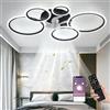 MiiR Ventilatore Da Soffitto A LED Con Luce Plafoniera Da 145 W Con Ventilatore E Telecomando APP 3 Temperature Di Colore Ventilatore Da Soffitto A 6 Velocità Con Luce Camera Da Letto Soggiorno Nero