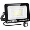 YOJZMA 30W Sensore di movimento Luce esterna, 3000LM LED Flood Luci esterne 6000K Bianco luce diurna IP66 Luci di sicurezza impermeabili per giardino, garage, cortile, campo sportivo, patio