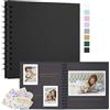 Remowith Scrapbooking Album Fotografico DIY, Album di Carta Kraft Spessa, Libro dei Ricordi per Matrimonio, Anniversario, Viaggio, Laurea, Bambino e Famiglia 18x18 cm 40 Pagine Nero